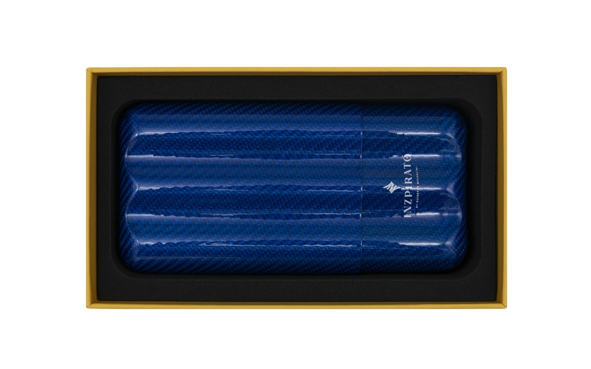 Inzpirato Fibra Carbono 3-Cigar Case- Blue