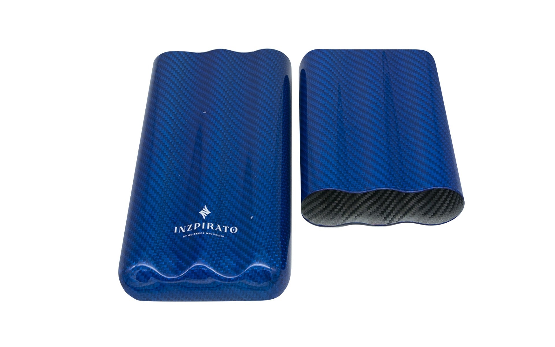 Inzpirato Fibra Carbono 3-Cigar Case- Blue