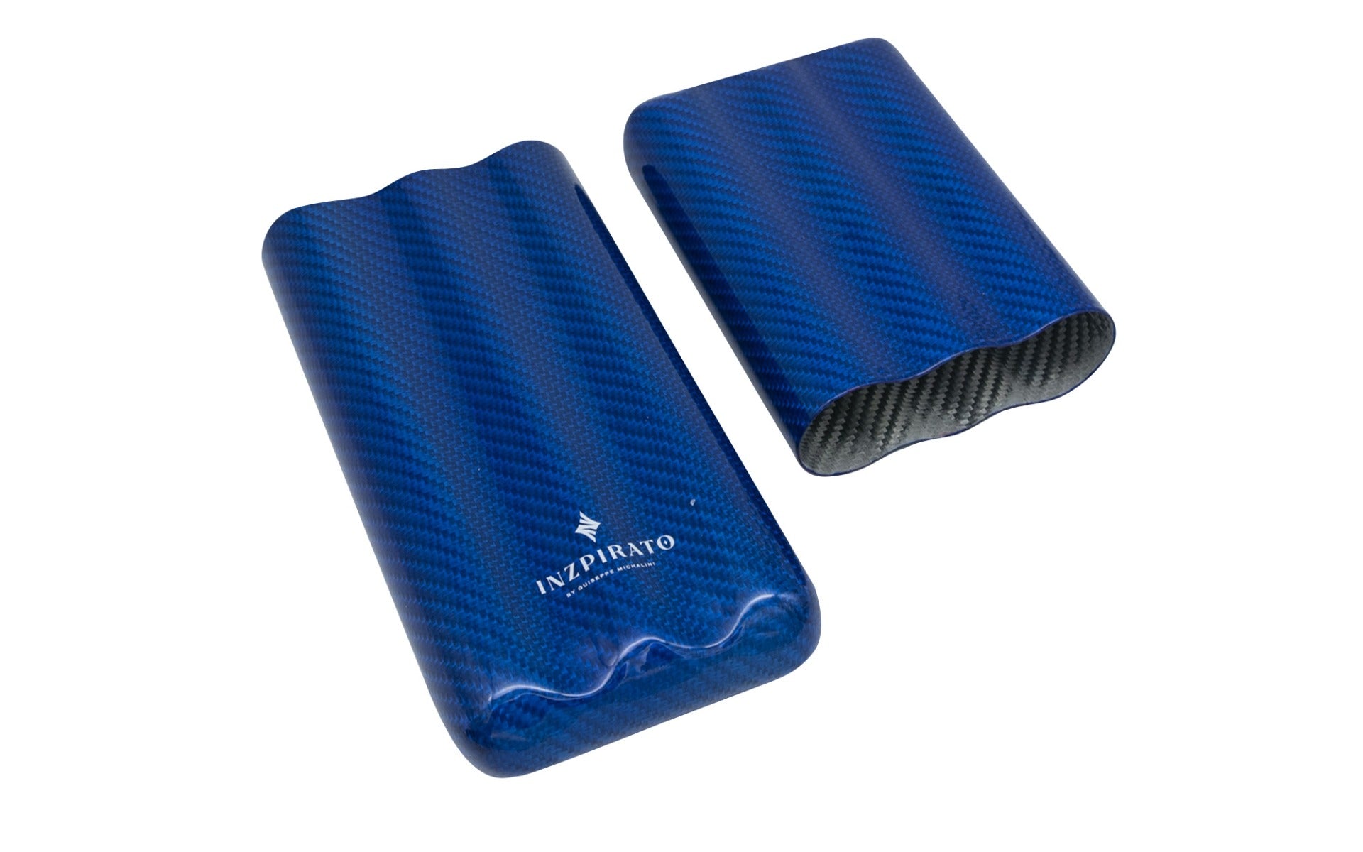Inzpirato Fibra Carbono 3-Cigar Case- Blue