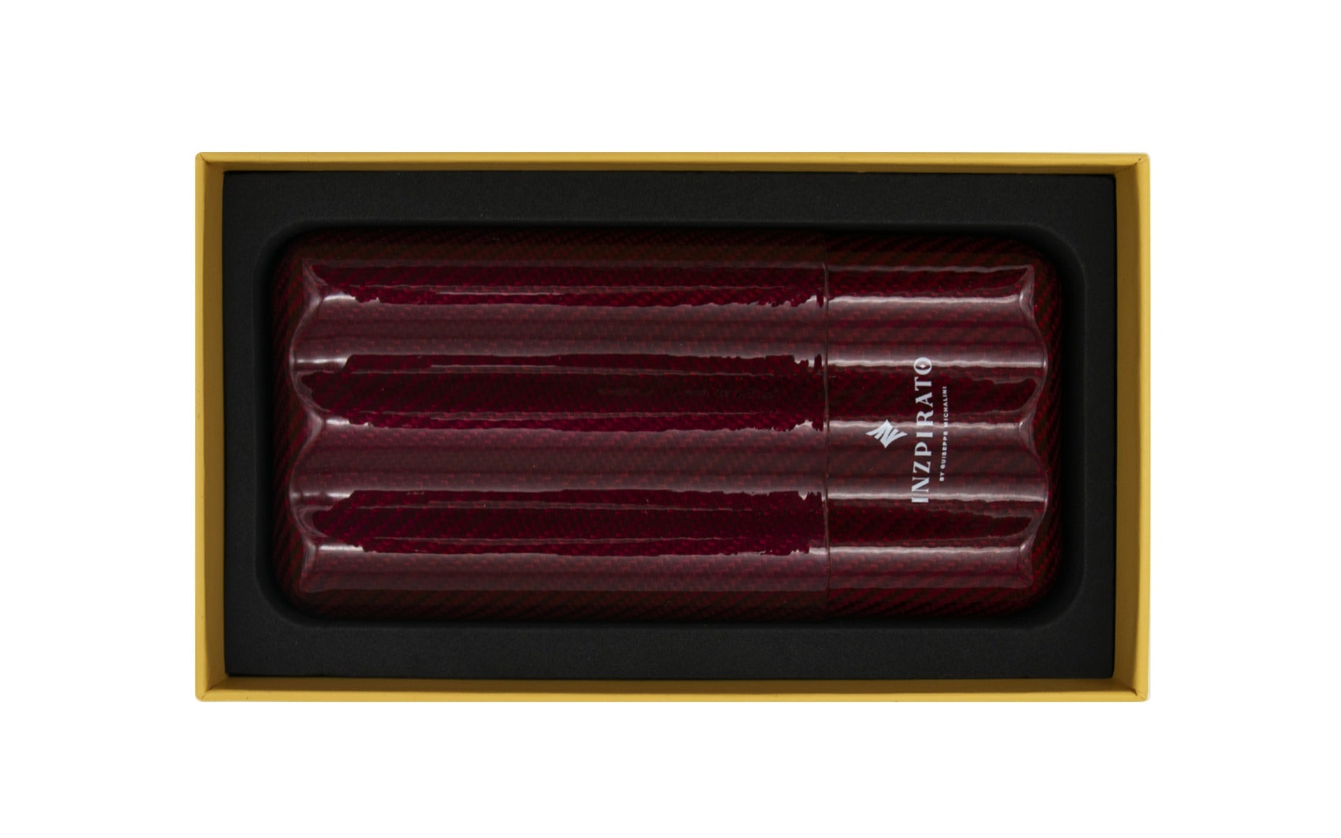 Inzpirato Fibra Carbono 3-Cigar Case- Red