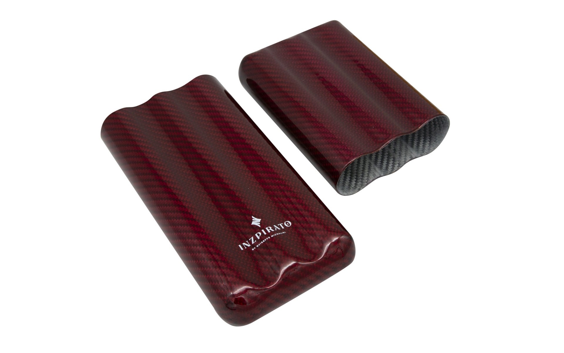 Inzpirato Fibra Carbono 3-Cigar Case- Red